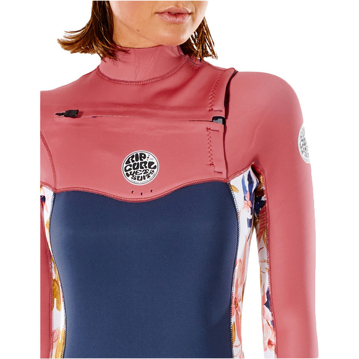 2022 Rip Curl Mujer Dawn Patrol 5/3mm Chest Zip Neopreno WSM9AS - Slate Rose